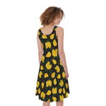 Yellow Mango Fruit Pattern Print Women's Sleeveless Dress