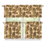 Yellow Monstera Leaves Pattern Print 3 Piece Kitchen Curtains