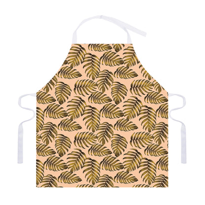 Yellow Monstera Leaves Pattern Print Adjustable Apron