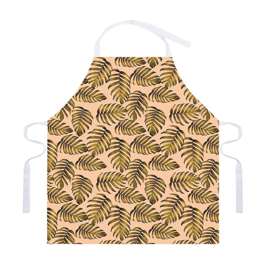 Yellow Monstera Leaves Pattern Print Adjustable Apron