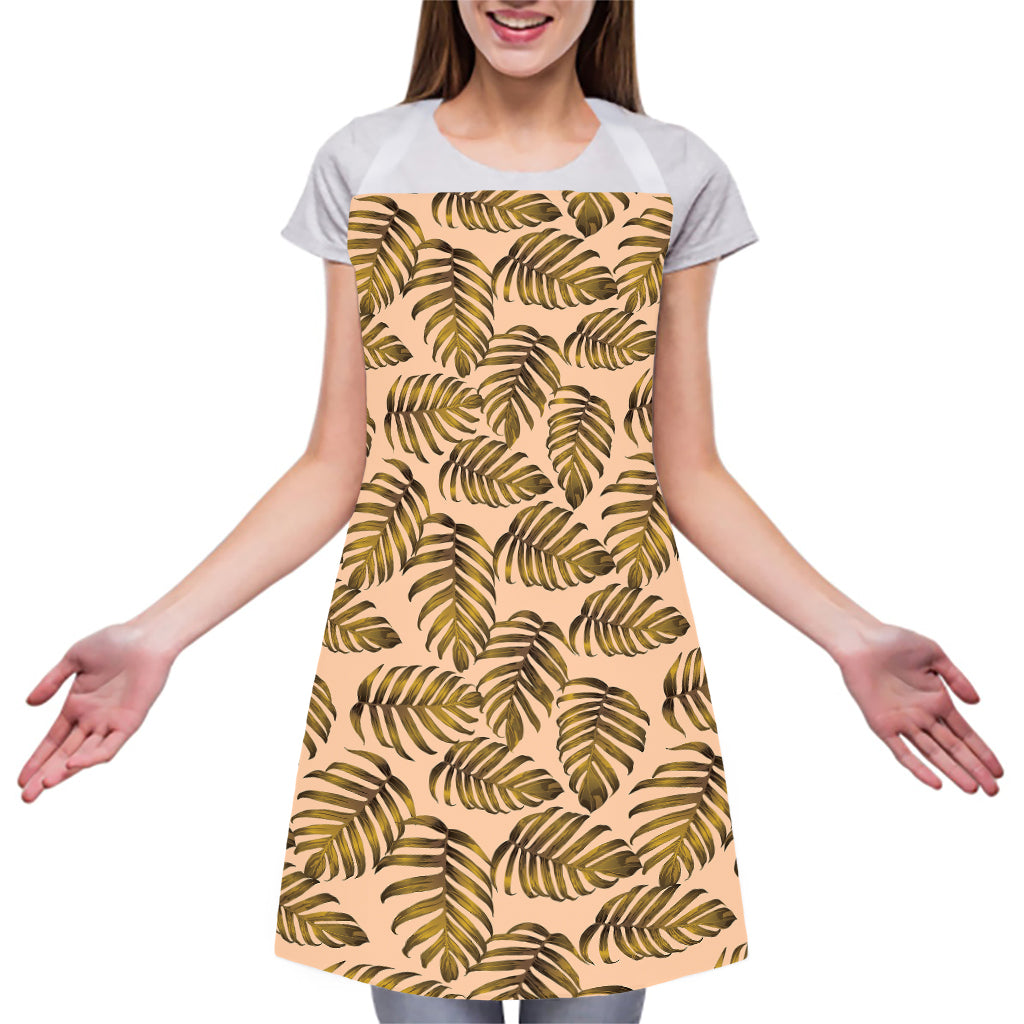 Yellow Monstera Leaves Pattern Print Adjustable Apron