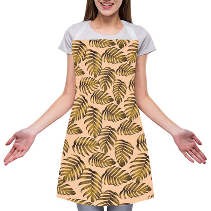 Yellow Monstera Leaves Pattern Print Adjustable Apron