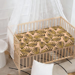 Yellow Monstera Leaves Pattern Print Baby Crib Sheet