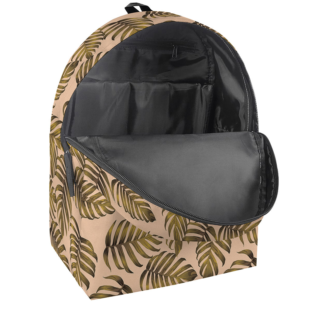 Yellow Monstera Leaves Pattern Print Backpack
