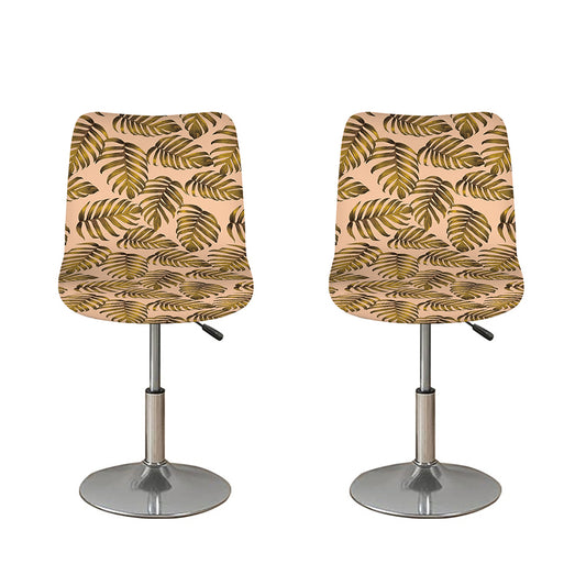 Yellow Monstera Leaves Pattern Print Bar Stool Covers