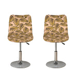 Yellow Monstera Leaves Pattern Print Bar Stool Covers