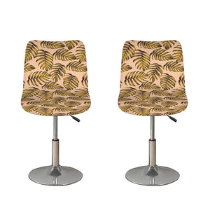 Yellow Monstera Leaves Pattern Print Bar Stool Covers