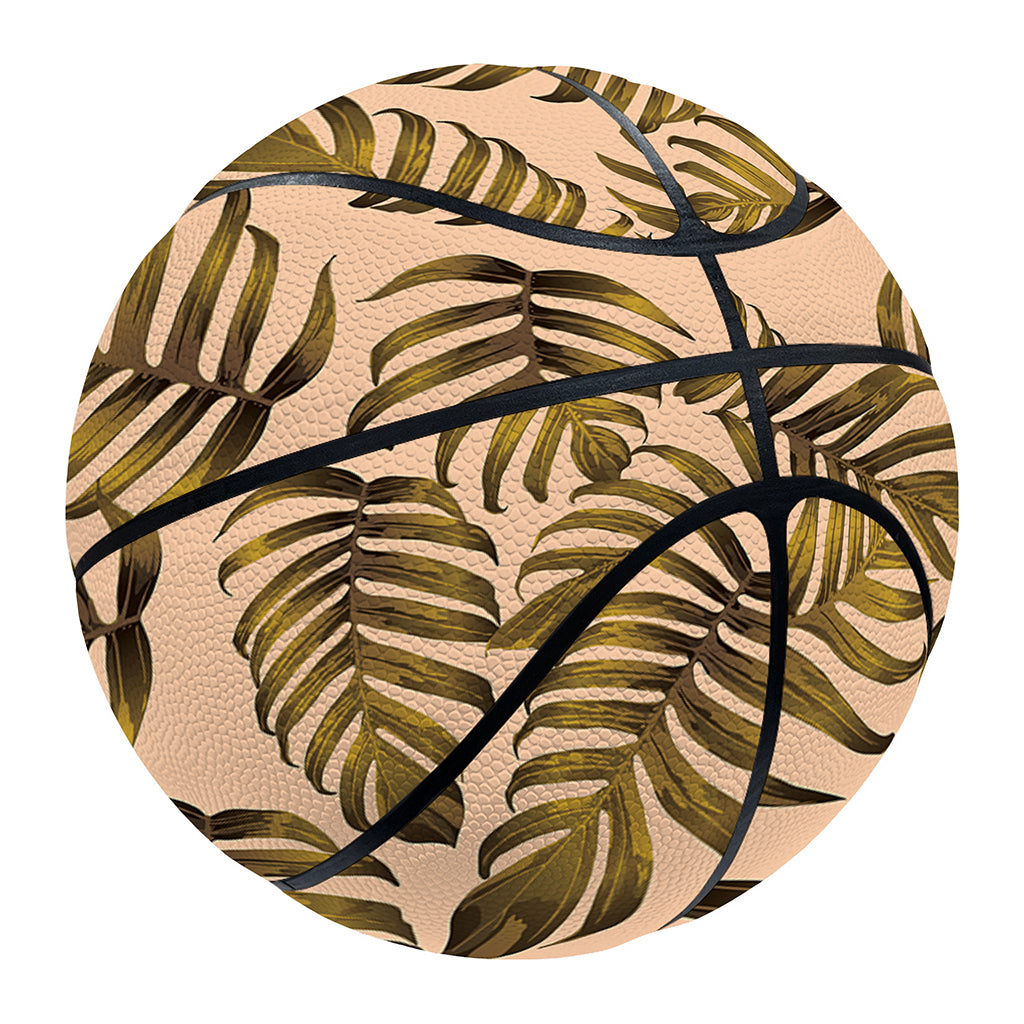 Yellow Monstera Leaves Pattern Print Basketball