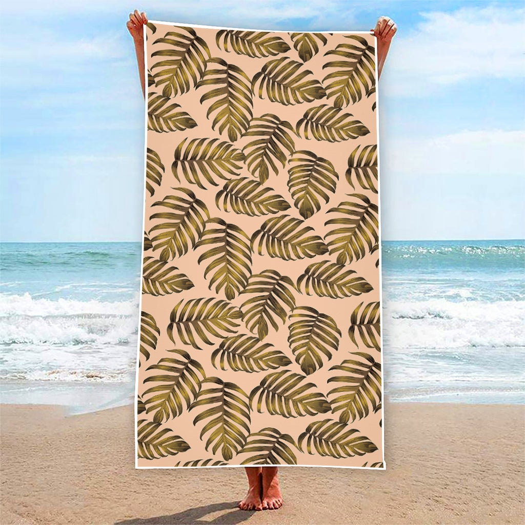 Yellow Monstera Leaves Pattern Print Beach Towel