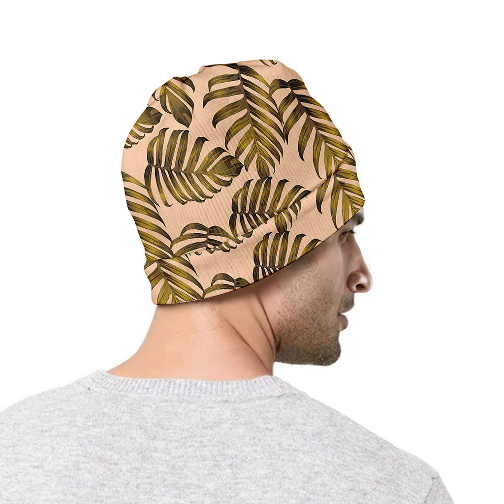 Yellow Monstera Leaves Pattern Print Beanie