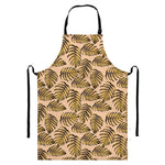 Yellow Monstera Leaves Pattern Print Bib Apron With Pocket