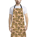 Yellow Monstera Leaves Pattern Print Bib Apron With Pocket