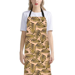Yellow Monstera Leaves Pattern Print Bib Apron With Pocket