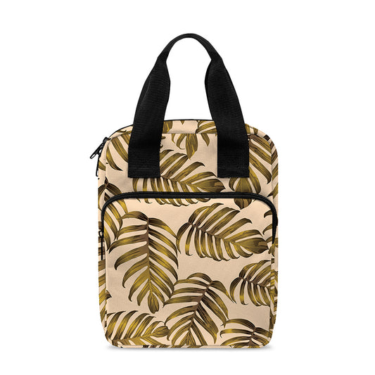 Yellow Monstera Leaves Pattern Print Bible Tote Bag