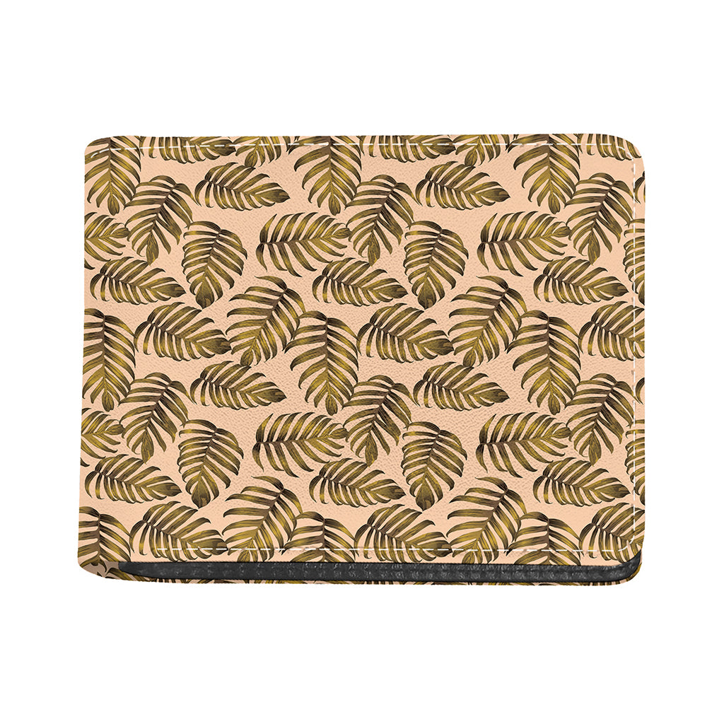 Yellow Monstera Leaves Pattern Print Bifold Wallet