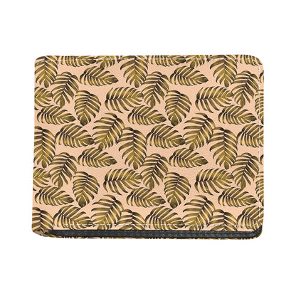 Yellow Monstera Leaves Pattern Print Bifold Wallet