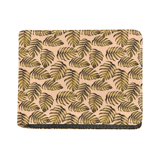 Yellow Monstera Leaves Pattern Print Bifold Wallet