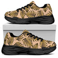Yellow Monstera Leaves Pattern Print Black Chunky Shoes