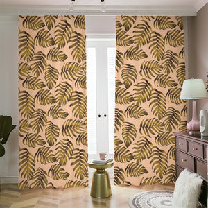 Yellow Monstera Leaves Pattern Print Blackout Pencil Pleat Curtains