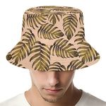 Yellow Monstera Leaves Pattern Print Bucket Hat