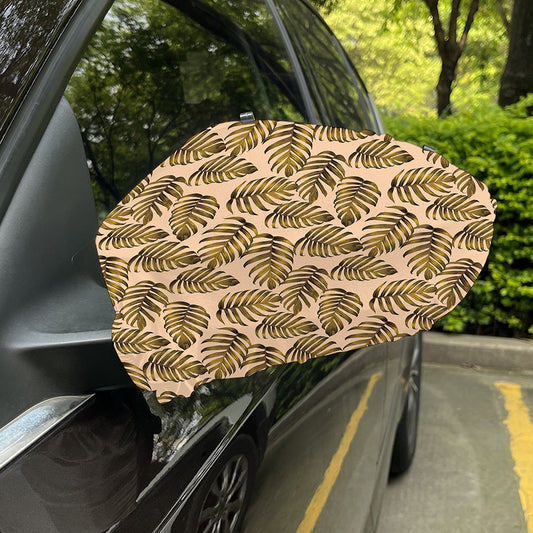 Yellow Monstera Leaves Pattern Print Car Side Mirror Covers
