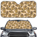 Yellow Monstera Leaves Pattern Print Car Windshield Sun Shade