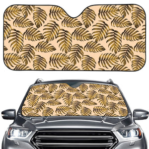 Yellow Monstera Leaves Pattern Print Car Windshield Sun Shade