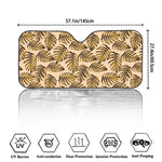 Yellow Monstera Leaves Pattern Print Car Windshield Sun Shade