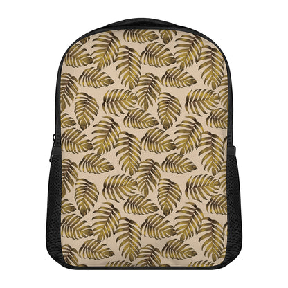 Yellow Monstera Leaves Pattern Print Casual Backpack