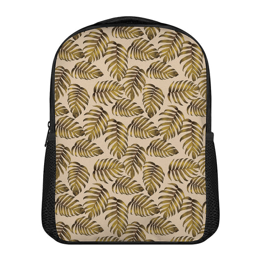 Yellow Monstera Leaves Pattern Print Casual Backpack
