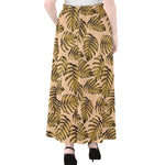 Yellow Monstera Leaves Pattern Print Chiffon Maxi Skirt