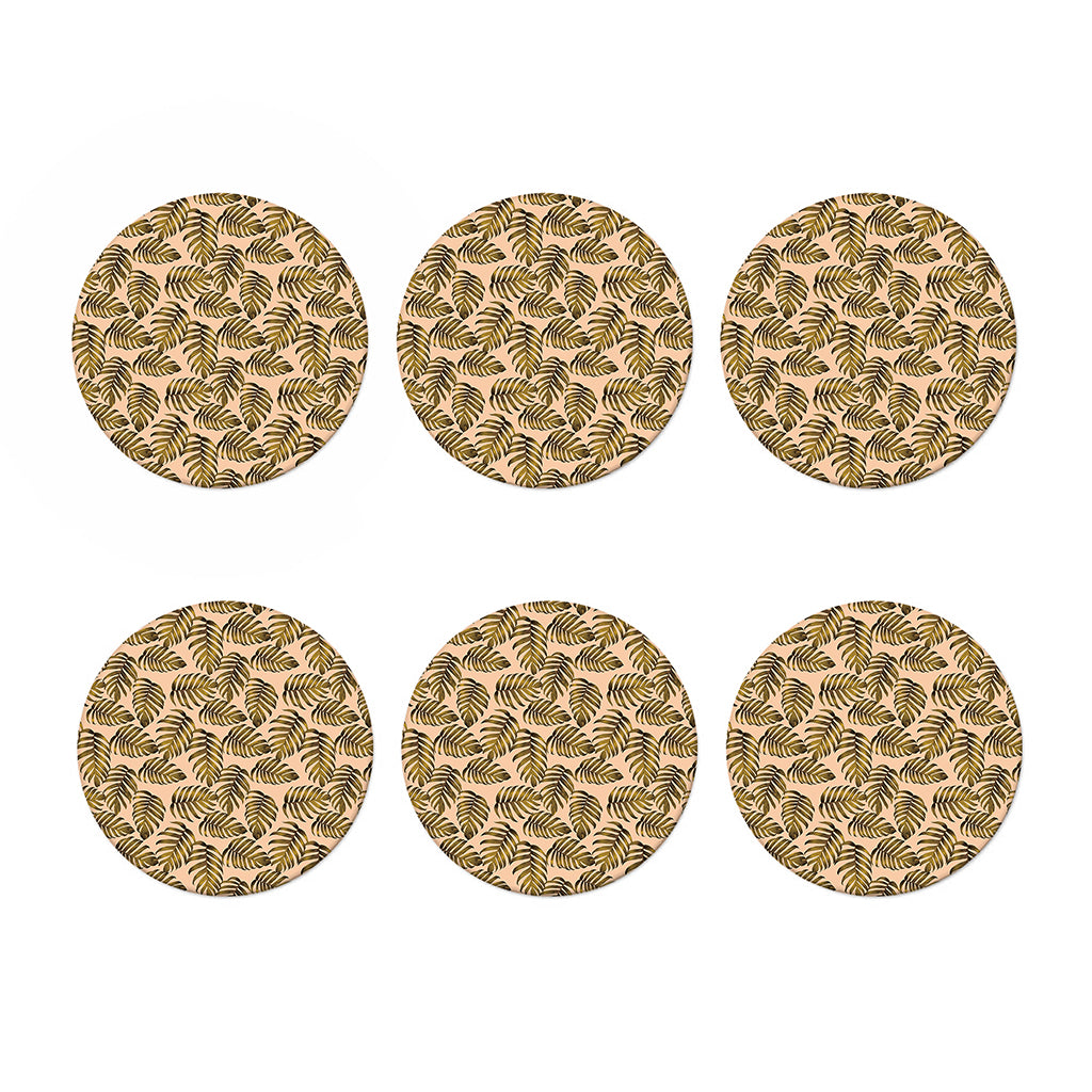 Yellow Monstera Leaves Pattern Print Coaster Set