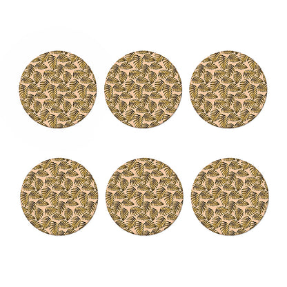 Yellow Monstera Leaves Pattern Print Coaster Set