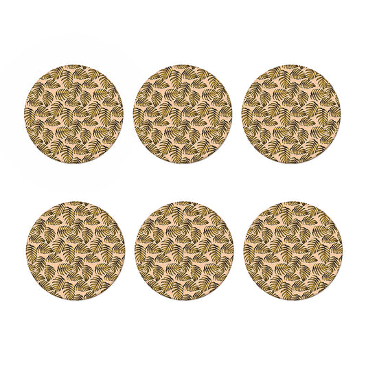 Yellow Monstera Leaves Pattern Print Coaster Set