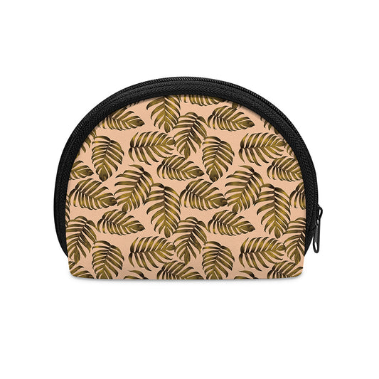 Yellow Monstera Leaves Pattern Print Coin Purse