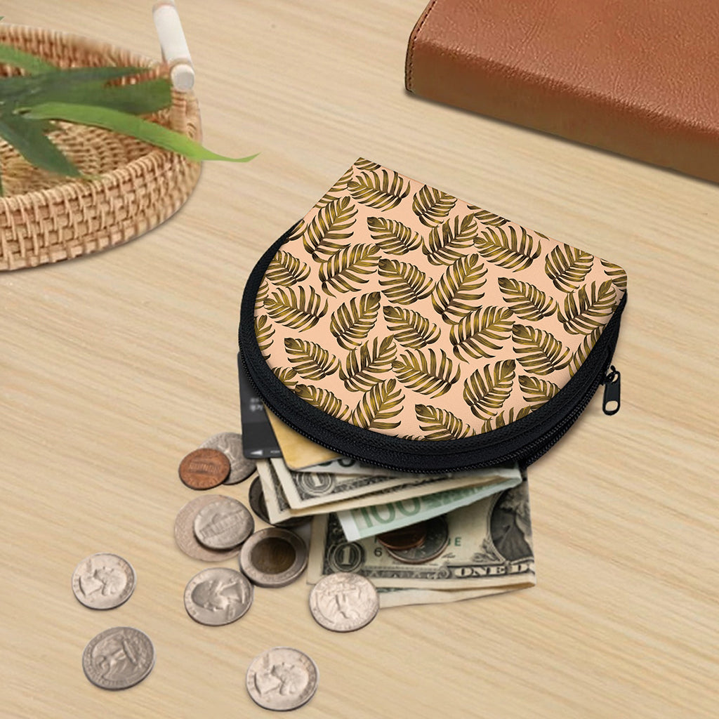 Yellow Monstera Leaves Pattern Print Coin Purse