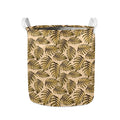 Yellow Monstera Leaves Pattern Print Collapsible Laundry Basket