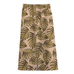 Yellow Monstera Leaves Pattern Print Cotton Front Slit Maxi Skirt