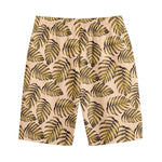 Yellow Monstera Leaves Pattern Print Cotton Shorts