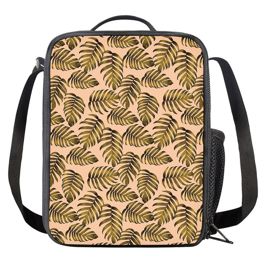 Yellow Monstera Leaves Pattern Print Crossbody Lunch Bag