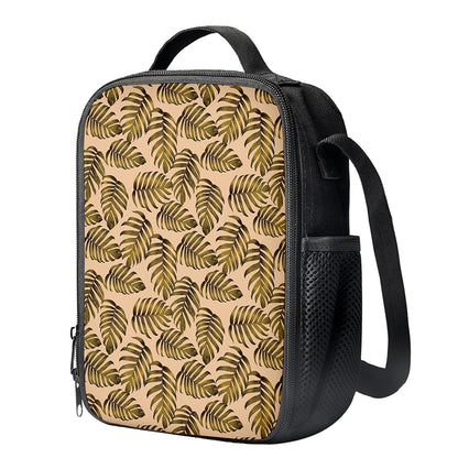 Yellow Monstera Leaves Pattern Print Crossbody Lunch Bag
