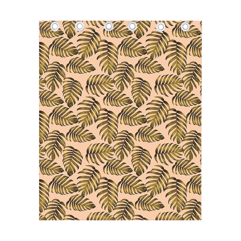 Yellow Monstera Leaves Pattern Print Curtain