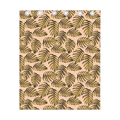 Yellow Monstera Leaves Pattern Print Curtain