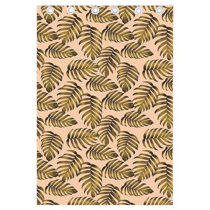 Yellow Monstera Leaves Pattern Print Curtain