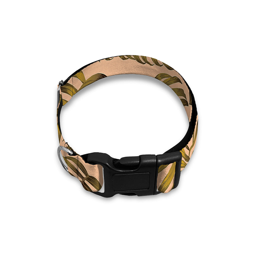Yellow Monstera Leaves Pattern Print Dog Collar