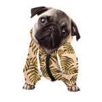 Yellow Monstera Leaves Pattern Print Dog Zip Up Hoodie