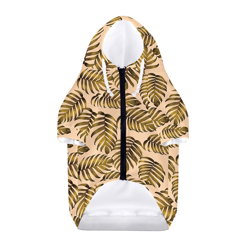 Yellow Monstera Leaves Pattern Print Dog Zip Up Hoodie