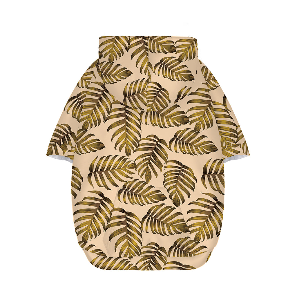 Yellow Monstera Leaves Pattern Print Dog Zip Up Hoodie