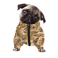 Yellow Monstera Leaves Pattern Print Dog Zip Up Jacket