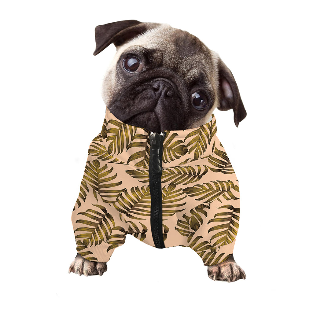 Yellow Monstera Leaves Pattern Print Dog Zip Up Jacket